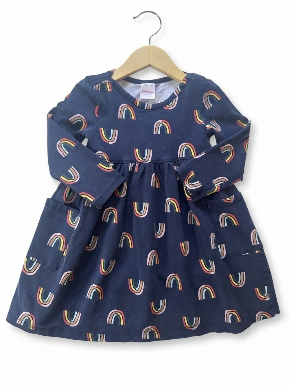 Hanna Andersson Girls Size 3T Navy Rainbow Cotton Dress